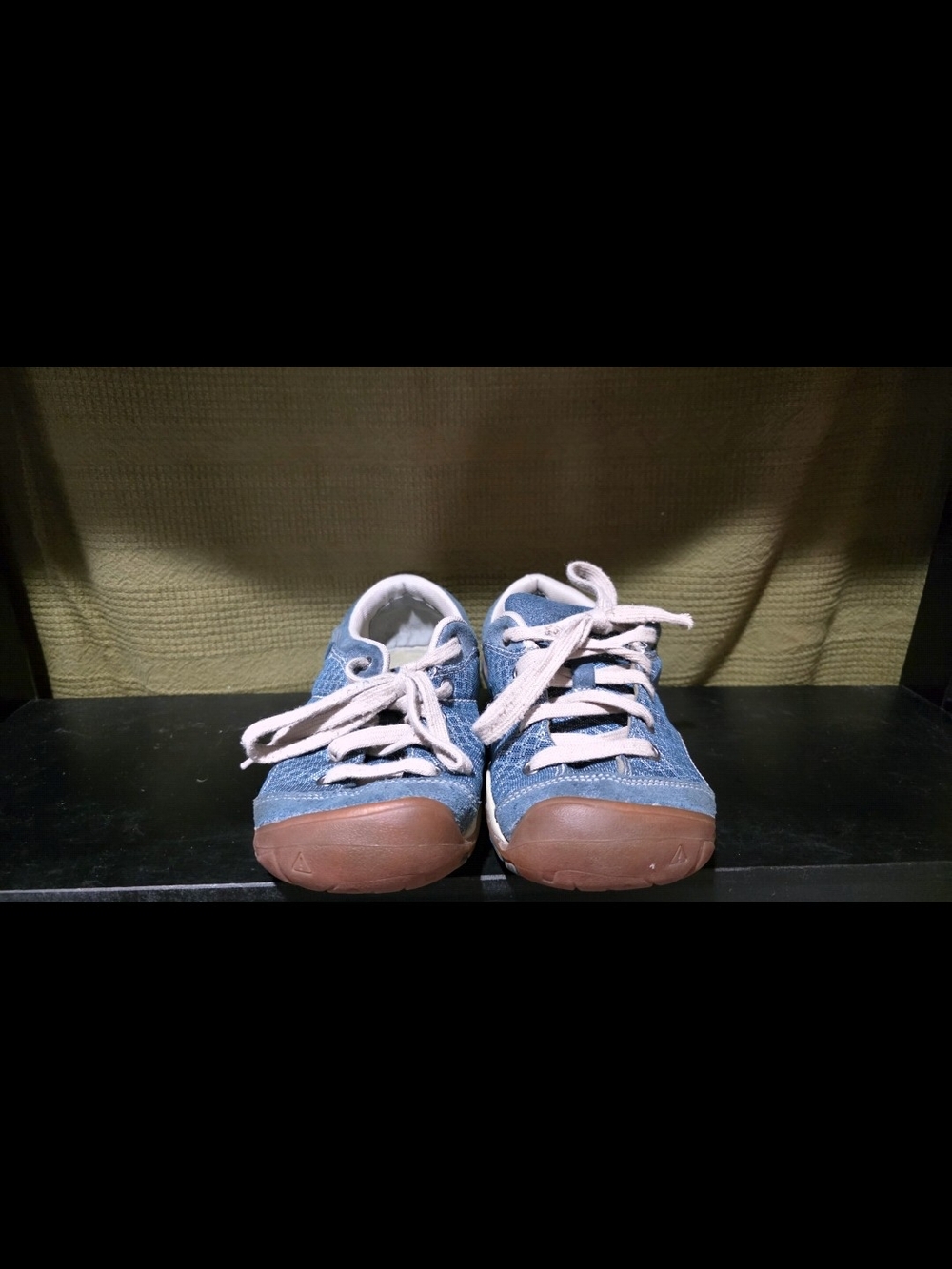 Keen Light Blue Canvas Sandal-Style Sneakers with Brown Soles